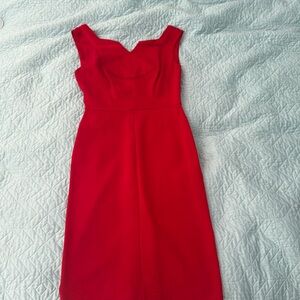 Auth Diane VonFurstenberg bodycon knee length red dress sz 2 side zip